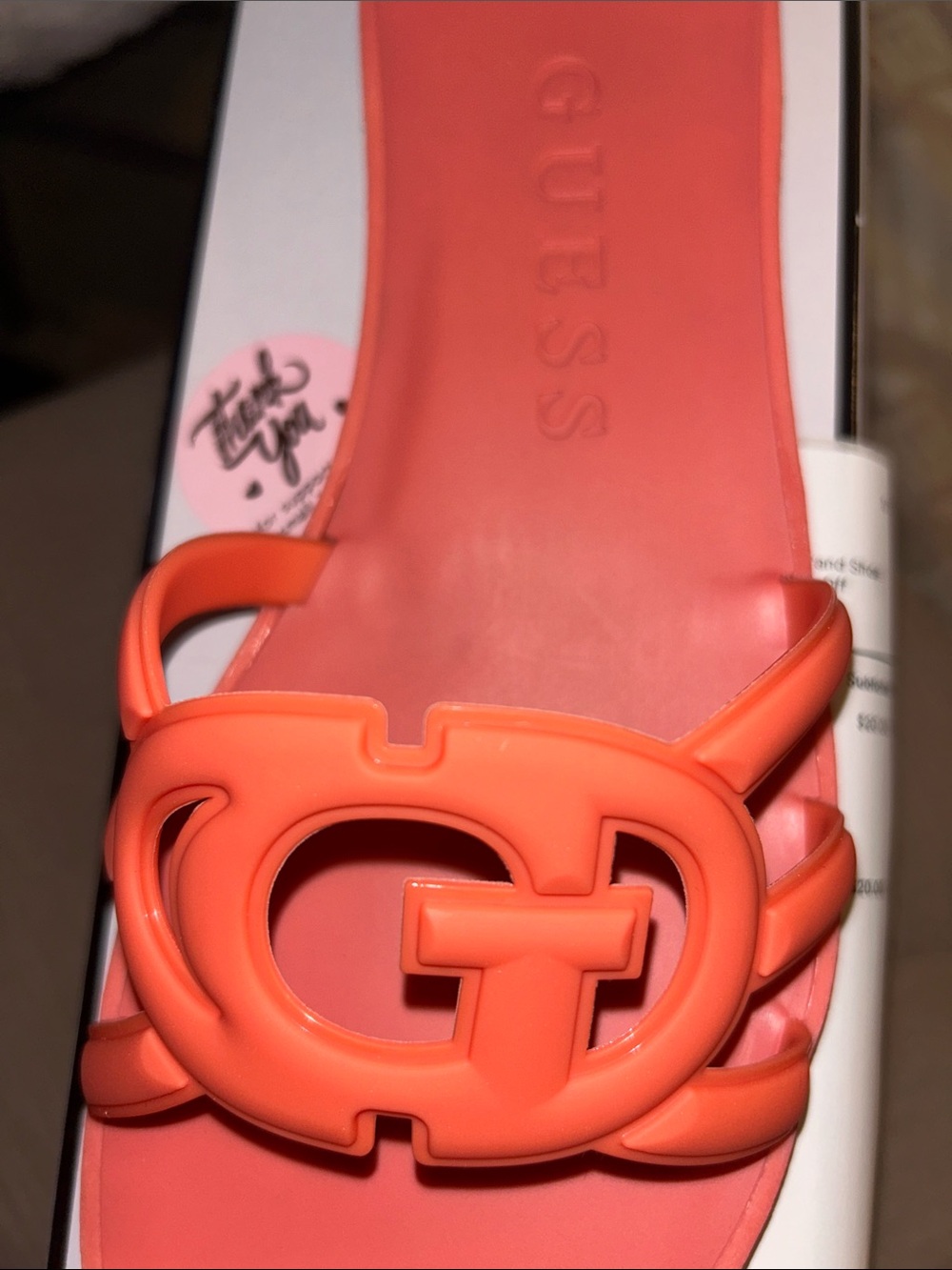 Guess Coral-Orange Logo Slide Sandal - Picture 2 of 2